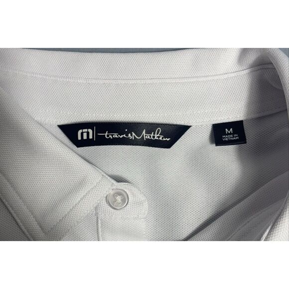 Travis Mathew Polo Shirt Mens Medium White Rainbow Striped Golf Performance - Picture 6 of 8